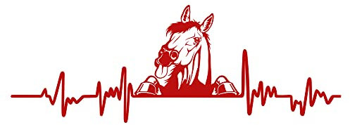 Finest Folia Aufkleber Herzschlag Tiere Breite 27cm Lifeline Heartbeat Deko Sticker Selbstklebend für Auto Kühlschrank Laptop Autoaufkleber K150 (Karminrot, 22 Pferd)