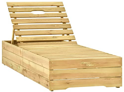 vidaXL Tumbona Hamaca Playa Piscina Cama Patio Terraza Balcón Jardín Cómodo Relajante Chaise Longue Verde Madera de Pino Madera de Impregnada