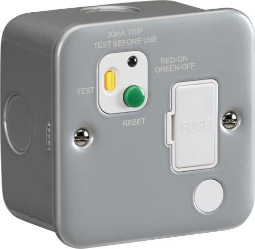 Knightsbridge 13A RCD protected fused spur unit - 30mA (Type A), Silver/Grey