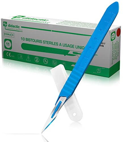Bisturi monouso lama #11: scatola da 10 bisturi medici | Qualità professionale sterilizzata| Materiale chirurgico| Dermaplaning| Pedicure| Scrapbooking e altro| Utilizzato in ospedale| Produttore
