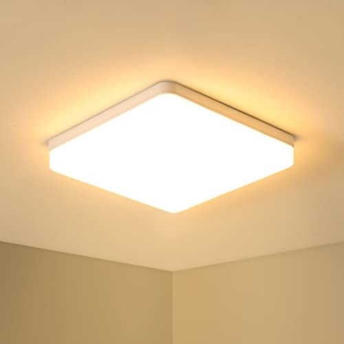 ASHUAQI LED Deckenleuchte 36W, 3000K 4500LM Superhell Warmweiß IP44 Wasserdicht Deckenlampe Badezimmer, Quadratisch Lampe für Schlafzimmer Flur Küche Wohnzimmer Balkon, Ø23cm