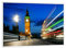 artboxONE Poster mit weißem Rahmen 18x13 cm Städte/London London, The UK. Red Bus in Motion and Big Ben at Night