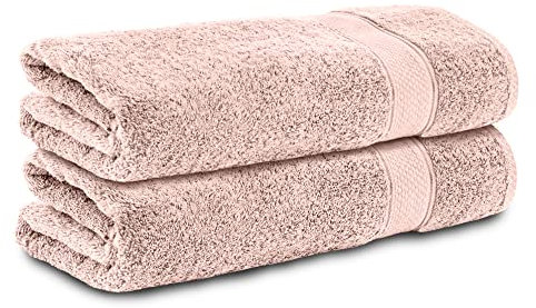 Komfortec 2er Handtücher 50x100 cm Set aus 100% Baumwolle, Frottee, Weich, Rosa