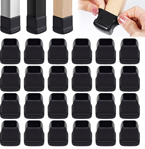 Ezprotekt 16 Stück Stuhlbeinabdeckungen, Ø 20-28mm Stuhlbeingleiter für Teppich, Stuhlgleiter, Gleiter & Thermo-Kunststoff-Elastomer-Kombination aus Beinschutz (quadratisch)