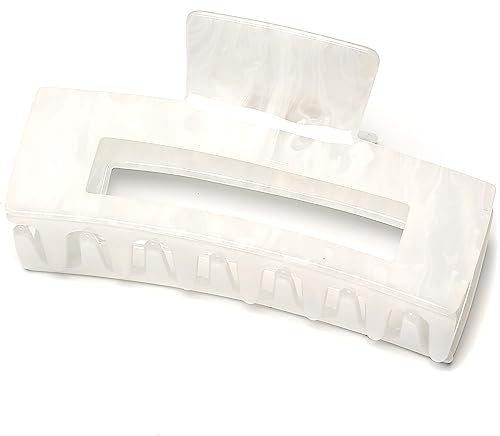 QinGoo Groß Weiß Haarklammer Rechteckig Klauen Haarspange Schöne Damen Haarschmuck Elegant Haar-Accessoire 1stück(10cm * 5.5cm, White)