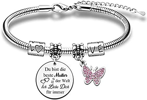 Mutter Armreifen Frauen Handgelenk Armband Verstellbar Alles Gute Muttertag Mama Geburtstag Geschenk Schmuck Beste Mama Andenken Schätzen Weihnachten Familie Liebe Geschenke Niedlicher Schmetterling