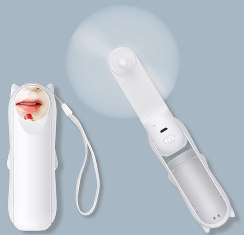 Handheld Fan USB Rechargeable 4000 mah Personal Hand Held fans 3 Speeds Folding Small Neck Desk Fan 3 IN 1 Electric Handheld Mini Fan Battery Powered Home Travel Outdoor Use (Pure white-1 Pack)