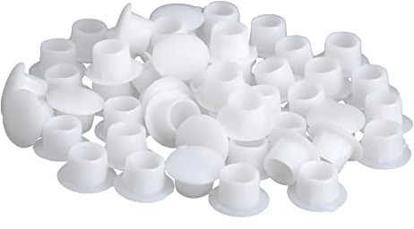 Lot de 100 cache-trous blancs pour vis de meubles - Diamètre : 8 mm - En plastique - Pour trous de vis