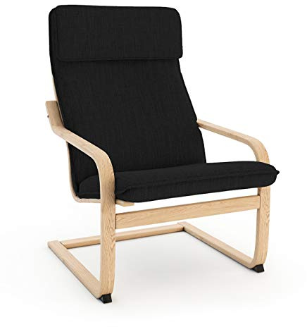 Vinylla Sesselersatzbezug hergestellt für IKEA POANG Stuhl (Kissen Design 1, Polyester - Schwarz)