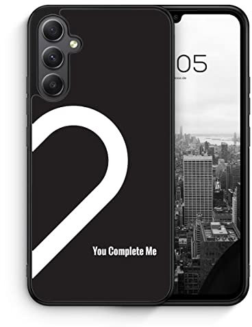 MUNIQASE You Complete Me #02 - Silikon Hülle für Samsung Galaxy A34 5G - Partner Pärchen Liebes Schöne Spruch Schutzhülle Handyhülle Case Cover