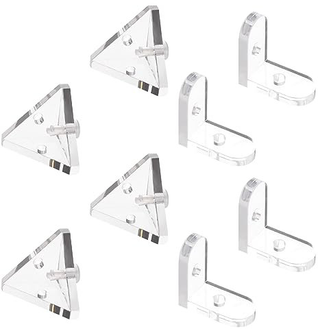 MOROBOR Support d'angle en acrylique, équerres transparentes à angle droit à 3 trous et support d'angle en forme de L 90 degrés avec rivets transparents pour boîte de présentation