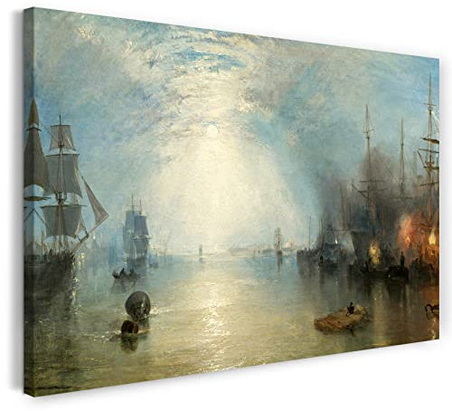 Leinwandbild (30x20cm) William Turner: Keelmen Heaving in Coals by Moonlight, Leinwand auf Keilrahmen gespannt und fertig zum Aufhängen, hochwertiger Kunstdruck aus deutscher Produktion