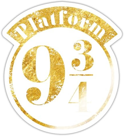Spreadshirt Harry Potter Platform 9 3/4 Gold Sticker Aufkleber, 10 x 10 cm, Weiß glänzend