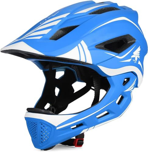 Kavolet Fahrradhelm Kinder, Kinderhelm Integriert Kinder Fullface Helm mit Abnehmbarem Kinnschutz, Downhill Helm für Radfahren, Skateboarden, Rollschuhlaufen, Roller (Unisex 52-58cm)