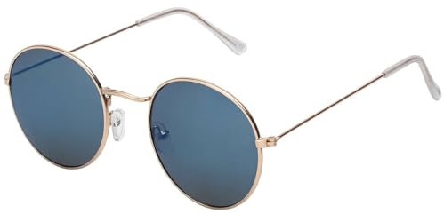BEZLIT Sonnen Brille Rund Form Designer 70er Piloten Nerd Damen Herren 30567 (Blau Verspiegelt)