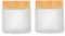 2 Pcs 100ML/3.4oz Frosted Glass Cosmetic Jars with Inner Liners and Wood Grain Lids Straight Sided Round Sample Cosmetic Container Airtight Glass Jar Travel Jars Pot for Cream Lotion etc