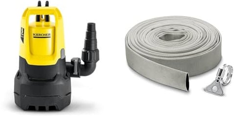 Kärcher Schmutzwasser-Tauchpumpe SP 11.000 Dirt & Gewebeschlauchset 1, 1/4 Zoll (10 m) mit flexiblem Gewebeschlauch inkl. Edelstahl-Schlauchklemme zum Anschluss an Tauchpumpen