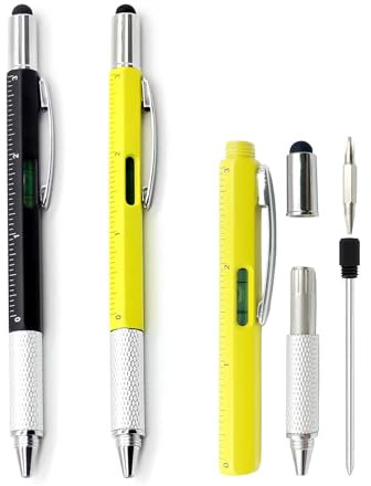 2 bolígrafos multiherramienta para hombres, 6 en 1, bolígrafo multiherramienta, herramientas geniales para el regreso a clases, regalos para hombres, papá, novio, ingenieros de oficina, carpinteros,