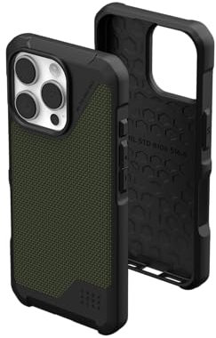 URBAN ARMOR GEAR UAG Metropolis LT - Cover protettiva per iPhone 16 Pro da 6,3, compatibile con MagSafe, robusta, sottile, elegante, antiurto, antiscivolo, ultra resistente, verde oliva Kevlar
