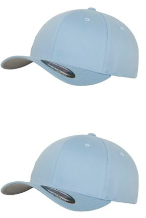 GIDUTEX Flexfit Unisex Wooly Combed Cap 2er Pack inkl. Schlüsselband Baseball Cap Basecap by (DE/NL/SE/PL, Alphanumerisch, S, M, Carolina Blue)