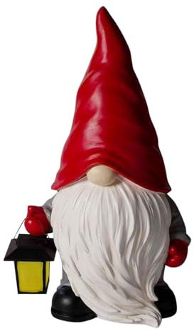 Ygf616 Statue de nain de jardin lumineux avec énergie solaire - Décorations de Noël pour la maison, le Nouvel An (rouge, 12 x 8 cm)