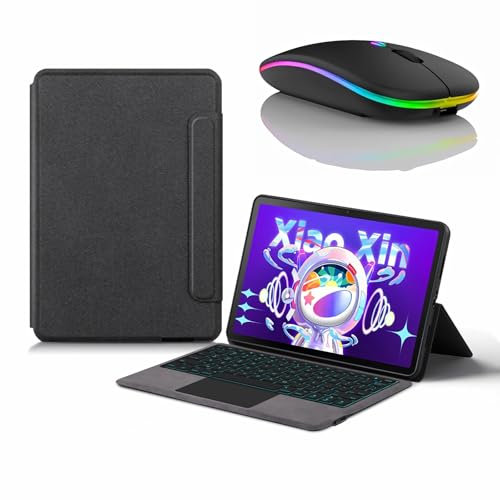 JZCZMCE Keyboard Case for Lenovo Tab P11 11 2024 (TB-331FC), Detachable Wireless Backlit Keyboard with Trackpad, Thin Slim Folio Cover with Bluetooth Mouse