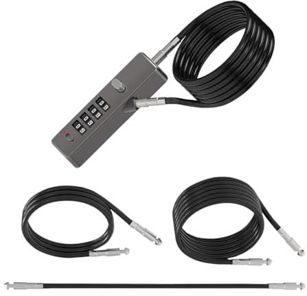 Combination Bike Cable Lock, Zinc Alloy Scooter Master Lock with 11.8 & 22.6 & 47.2'' Steel Locking Ropes, Security Straight Combination Lock for Helmet Scooter Bicycle