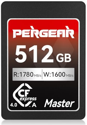 Pergear 512GB CFexpress 4.0 Type A Memory Card, Up to 1780MB/s Read Speed & 1600MB/s Write Speed for 4K 120P, 8K 30P Video Recording(Master Series), Compatible for Sony Alpha & FX Cameras