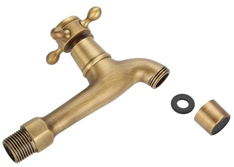 Grifo Vintage, Grifo de Montaje en Pared, Cocina Fregadero Agua Fría única Grifo para Lavabo Baño Jardín Grifo de Lavadora (Largo largo)