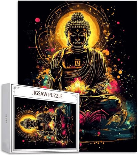 Puzzle 1000 Teile Zen Puzzle Erwachsene, DIY Groß Puzzelmatten, Holzpuzzle für Erwachsene und Kinder ab 12 Jahren Wooden Jigsaw Lotus Geschicklichkeitsspiel für Die Ganze Familie, Geschenke D-534