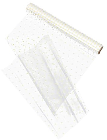 FONDOTIN Transparentes Wasserfestes Blumensträuße Verpackungsfilm Rolle mit Goldenen Punkten Breit Geschenkverpackung für Floristen und Besondere Anlässe