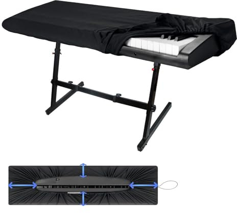 Digital Piano Dust Cover, Stretchable Oxford Cloth Keyboard Protector, 38.58x16.93x7.48 Inches Stretchable Design, Full Coverage for Stage, Classroom, Music Festivals & Concerts, Black