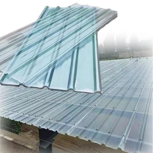 Transparent Wellplatten, Stumme Wellbahn Dachbleche, Dachplatten, UV-Beständige Gewächshausplatten, Regensichere Schuppenplatte, Ersatzplatten,1.0mm Dick(5Pcs,0.9x1.0m/35x39in)