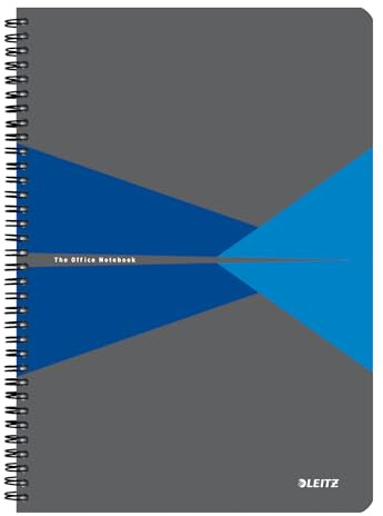 Leitz Office College Notepad A4 Squared Notebook with Spiral Bound, PP Cover, 360 Degree Opening, 180 Pages / 90 Sheets FSC-Certified Paper (80 g/m²), for Office and School, Blue, 44951035