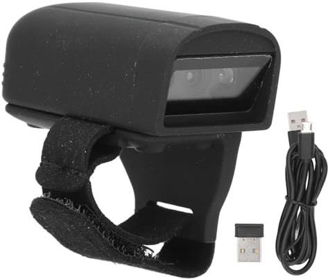 Ring Barcode Scanner Wireless Bluetooth 1D 2D Wearable Finger Barcode Reader with Large Storage Built in Battery for Supermarket Warehouse Shopping Mall Express Delivery