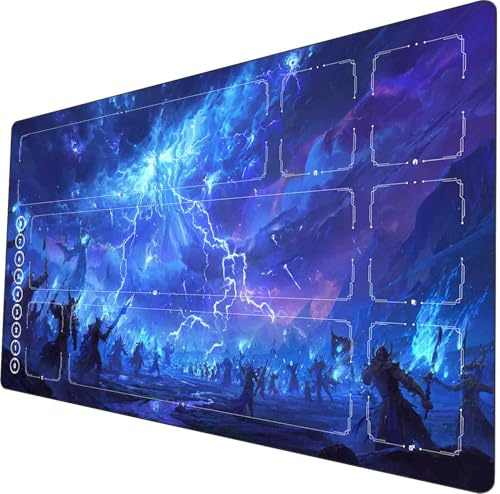 Riftbound TCG Playmat 24x14 Inch | Large Gaming Mat with Pre-Printed Zones & Storage Bag (Fierce war)