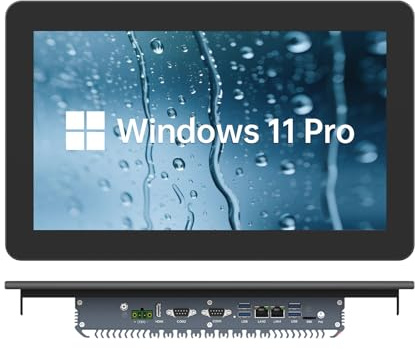 PULIJAZ 23.6 Pollici Industrie Panel PC,Industriale PC Touchscreen IP65,Fanless Touchscreen Monitor,Per Automazione,Chioschi,Monitoraggio(I3-7100U,8GB RAM 256GB SSD)
