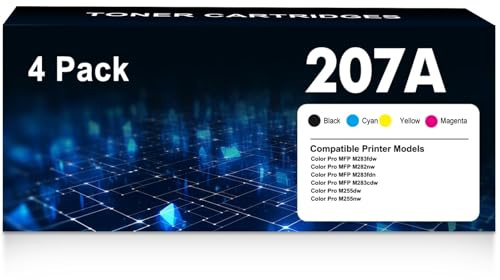 207A 207X MFP M283fdw Toner Kompatibel für HP 207A 207X Toner Set für HP Color LaserJet Pro MFP M283fdw M282nw M255dw M283fdn M283 M282 M255 Mit Chip W2210A W2211A W2212A W2213A (4er-Pack)