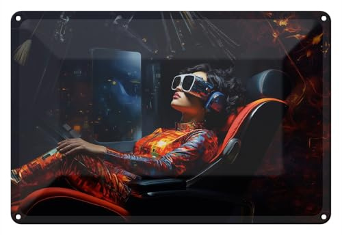 Wallario Blechschild Wandbild aus Metall Virtuelle Dimensionen - 20 x 30 cm in Premium-Qualität: Brillante Farben