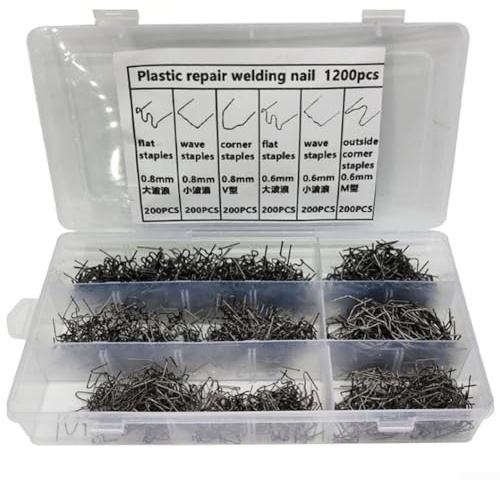 Lot de 1200 clous de soudure en plastique pour pare-chocs de voiture, 1200/1800/3000 pièces en 6 tailles variées pour des réparations efficaces en plastique