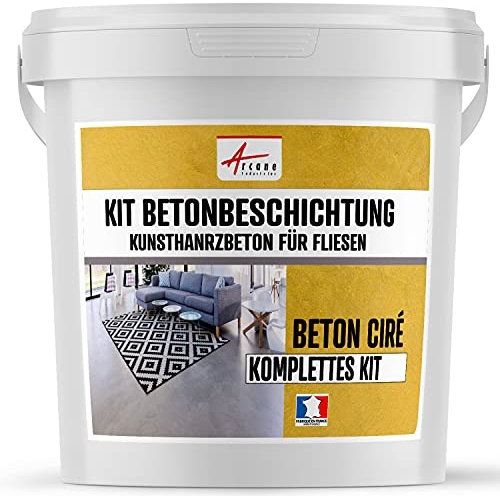 Béton ciré sur carrelage, cuisine, salle de bain, mural, sol, plan de travail, revêtement décoratif douche en kit - 5 m² (en 2 couches) Chartreux - Gris - ARCANE INDUSTRIES