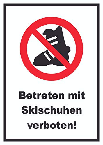 HB-Druck Betreten mit Skischuhen verboten! Schild A5 Rückseite selbstklebend