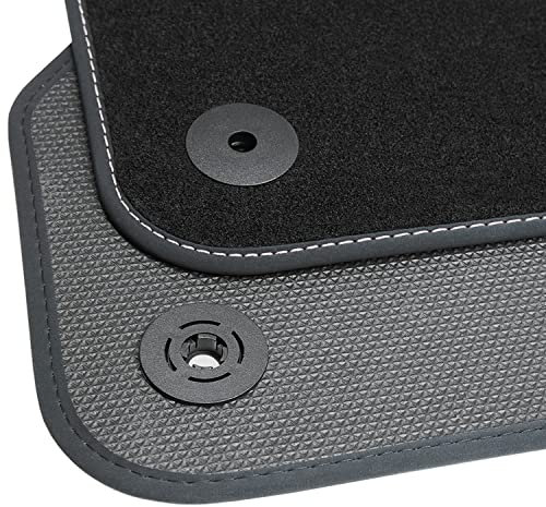 teileplus24 BGF528 Ganzjahres-Fußmatten kompatibel mit Volvo XC90 2 2015- Wasserdicht, Naht:Silber