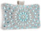 Clocolor Abendtaschen und Clutches für Frauen mit Kristallen, Clutch, Perlen, Strass, Geldbörse, Hochzeit, Party, Handtasche, Blau (himmelblau), Small