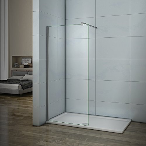 AICA paroi de douche à l'italienne 60x200cm paroi latérale en 8mm verre anticalcaire avec barre de fixation 900mm