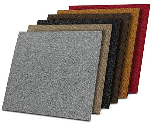 casa pura Carpet Tile Set - Carpet Squares 50x50cm | Lyon | Premium Vinyl-Back Flooring | Non-Slip | Excellent Insulation | Office, Home, Hotel | Red - 24 Pieces - 6m²