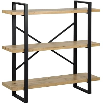 Beliani Modernes Bücherregal Heller Holzfarbton 3 Regalböden industrieller Stil Timber