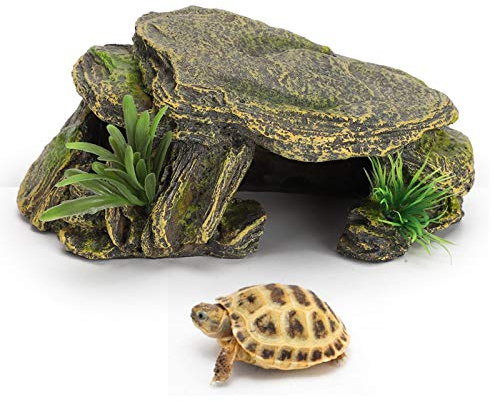 Cikonielf Reptilien Verstecken Höhle Harz Schildkröte Aalen Plattform Fisch Garnelen Verstecke Aquarium Reptilien Terrarium Verstecken Dekoration für Eidechsen Schildkröte