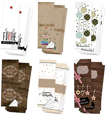 Logbuch-Verlag Weihnachtssticker SET - 60 Weihnachtsetiketten braun weiß beige 5 x 14,8 cm - Aufkleber für Weihnachtspäckchen & Weihnachtspost