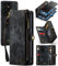 UFinetech 2-in-1 Samsung Galaxy S21 Ultra Hülle Tasche TPU Leder Handy Flip Magnetische mit Ständer Band Kartenfach Reißverschluss 2021 Retro Abnehmbare Samsung Galaxy S21 Ultra Cover Wallet Schwarz